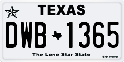 TX license plate DWB1365