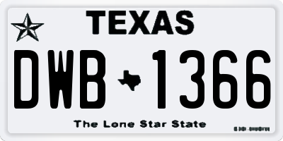TX license plate DWB1366