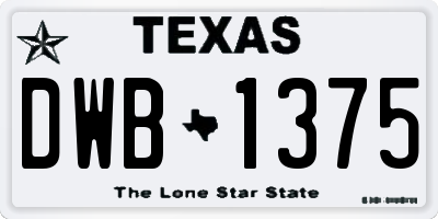 TX license plate DWB1375