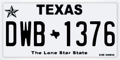 TX license plate DWB1376