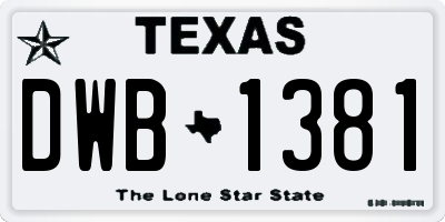 TX license plate DWB1381