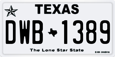 TX license plate DWB1389