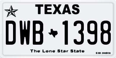 TX license plate DWB1398
