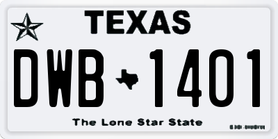 TX license plate DWB1401