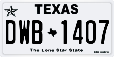TX license plate DWB1407