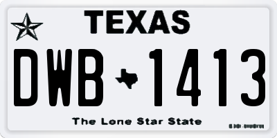 TX license plate DWB1413