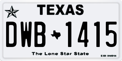 TX license plate DWB1415