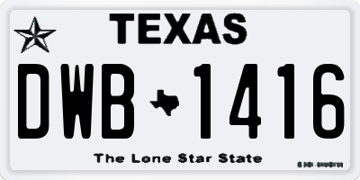 TX license plate DWB1416