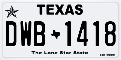 TX license plate DWB1418
