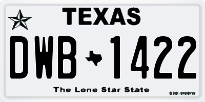 TX license plate DWB1422