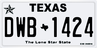 TX license plate DWB1424