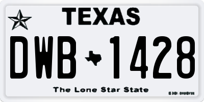 TX license plate DWB1428
