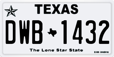 TX license plate DWB1432