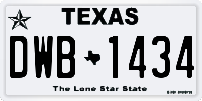 TX license plate DWB1434