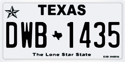TX license plate DWB1435