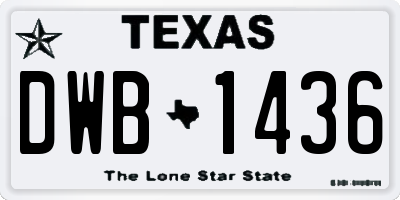 TX license plate DWB1436