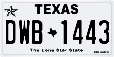 TX license plate DWB1443