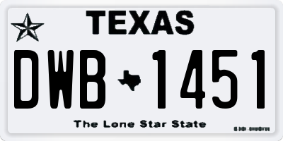 TX license plate DWB1451