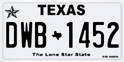 TX license plate DWB1452