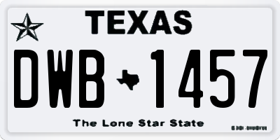 TX license plate DWB1457