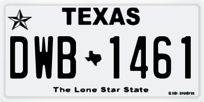 TX license plate DWB1461