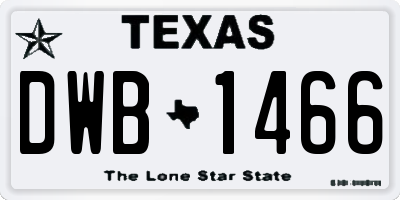 TX license plate DWB1466