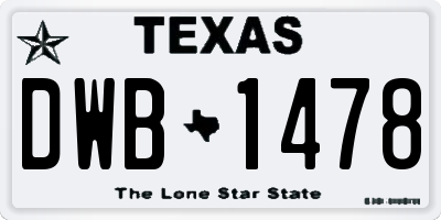 TX license plate DWB1478