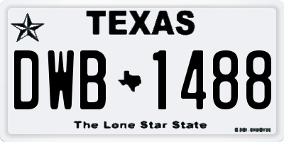 TX license plate DWB1488