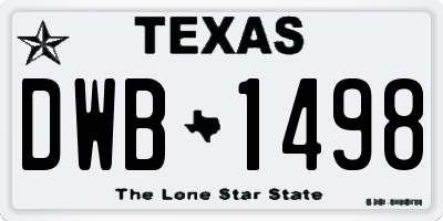 TX license plate DWB1498