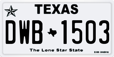 TX license plate DWB1503