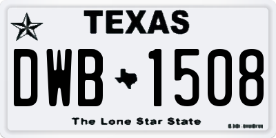 TX license plate DWB1508
