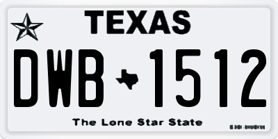 TX license plate DWB1512