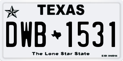 TX license plate DWB1531