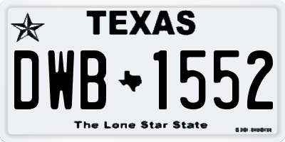 TX license plate DWB1552