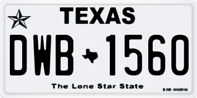 TX license plate DWB1560