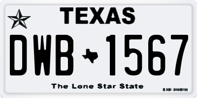 TX license plate DWB1567