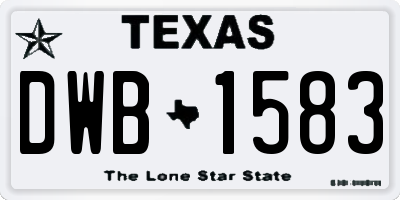 TX license plate DWB1583