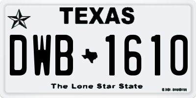 TX license plate DWB1610
