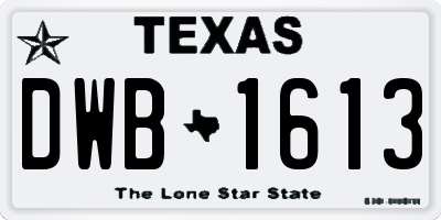 TX license plate DWB1613