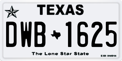 TX license plate DWB1625