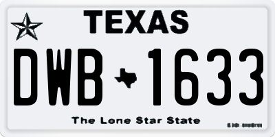 TX license plate DWB1633