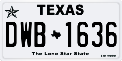 TX license plate DWB1636