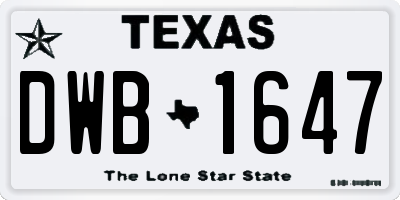 TX license plate DWB1647