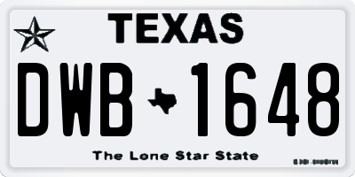 TX license plate DWB1648