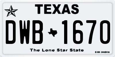 TX license plate DWB1670