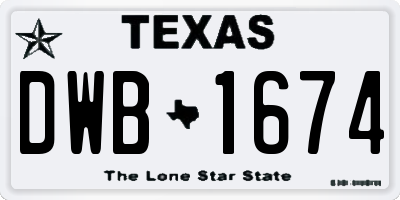 TX license plate DWB1674