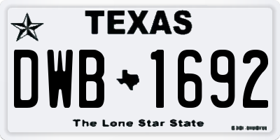 TX license plate DWB1692