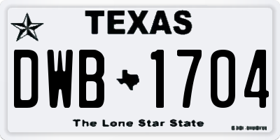 TX license plate DWB1704