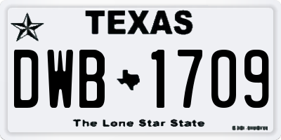 TX license plate DWB1709