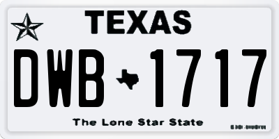 TX license plate DWB1717